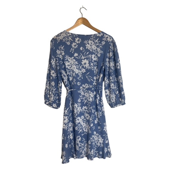 Lulu’s Floral in This Together Dusty Blue Floral Print Wrap Dress - Picture 10 of 14